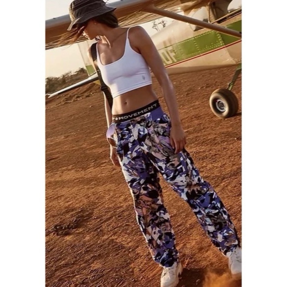 FP Movement by Free People Purple Camouflage Track Joggers
